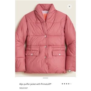 J. Crew Pink Puffer Jacket with PrimaLoft